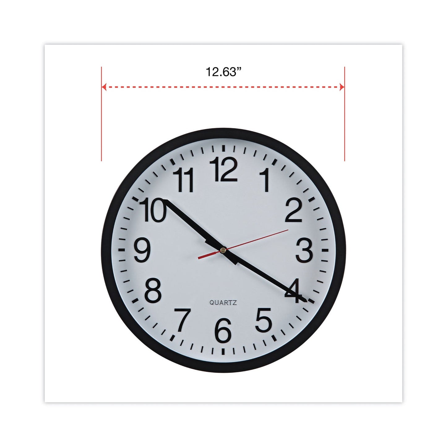 Universal Classic Round Wall Clock, 12.63" Overall Diameter, Black Case, 1 AA (sold separately)