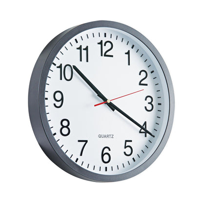 Universal Classic Round Wall Clock, 12.63" Overall Diameter, Black Case, 1 AA (sold separately)