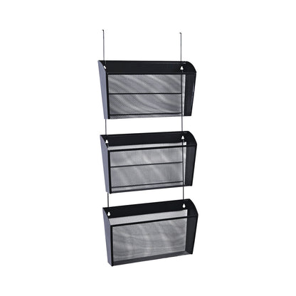 Universal Mesh Three-Pack Wall Files, 3 Sections, Letter Size, 14.13" x 3.38" x 8.5", Black