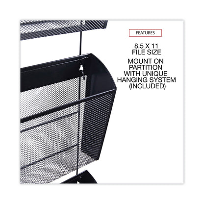 Universal Mesh Three-Pack Wall Files, 3 Sections, Letter Size, 14.13" x 3.38" x 8.5", Black