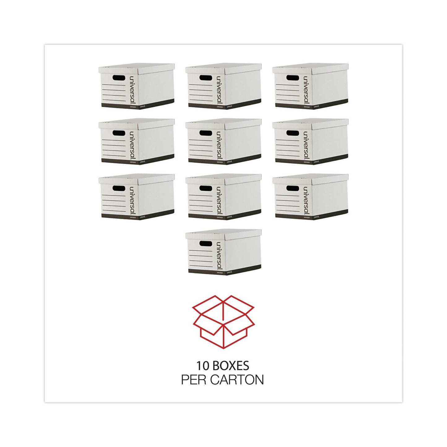 Universal Basic-Duty Economy Record Storage Boxes, Letter/Legal Files, 12" x 15" x 10", White, 10/Carton