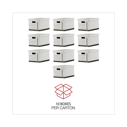 Universal Basic-Duty Economy Record Storage Boxes, Letter/Legal Files, 12" x 15" x 10", White, 10/Carton