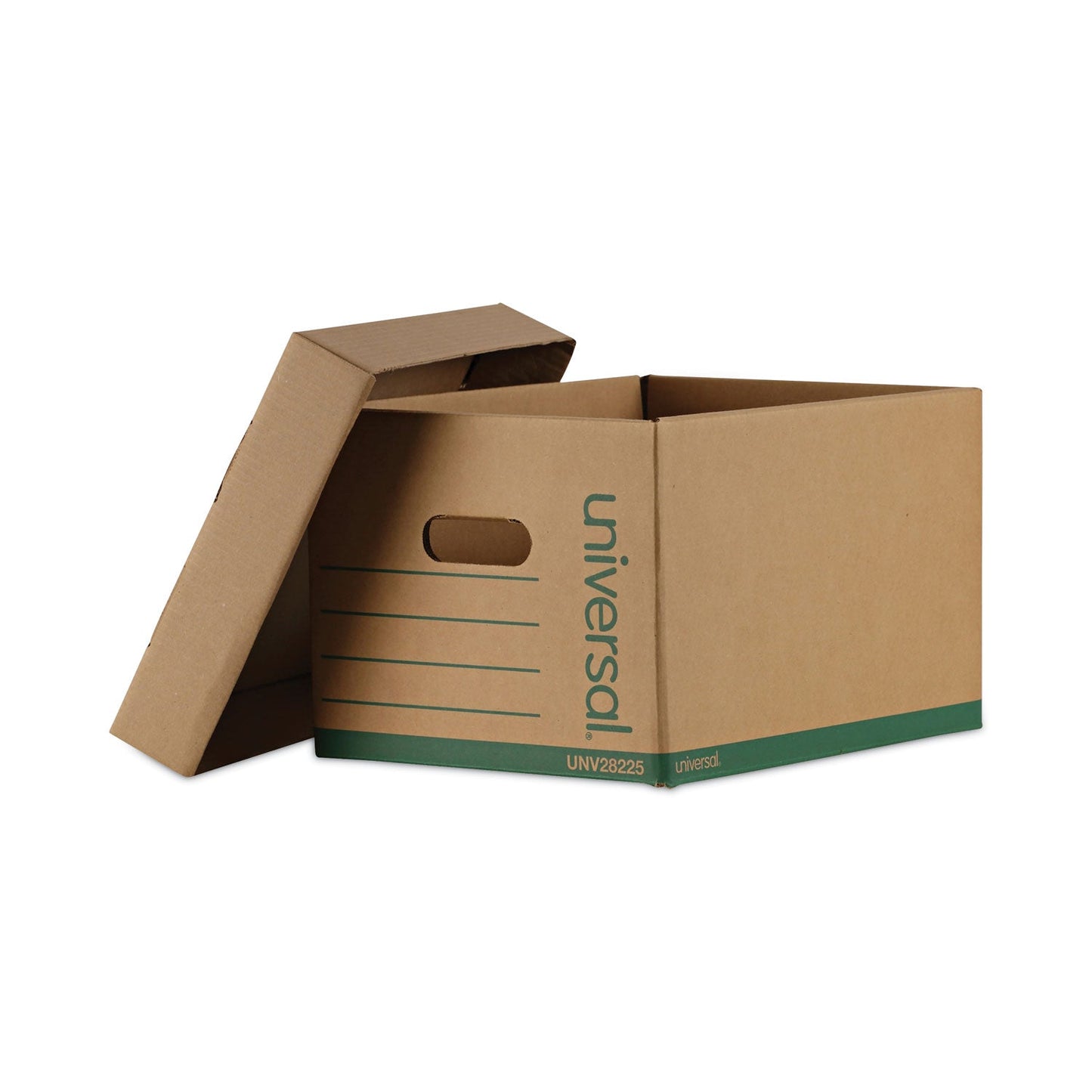 Universal Professional-Grade Heavy-Duty Storage Boxes, Letter/Legal Files, Kraft/Green, 12/Carton