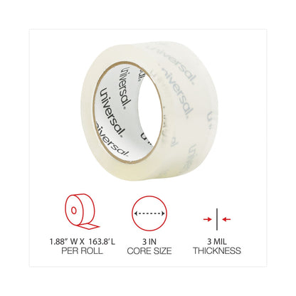 Universal Heavy-Duty Acrylic Box Sealing Tape, 3" Core, 1.88" x 54.6 yds, Clear, 6/Pack