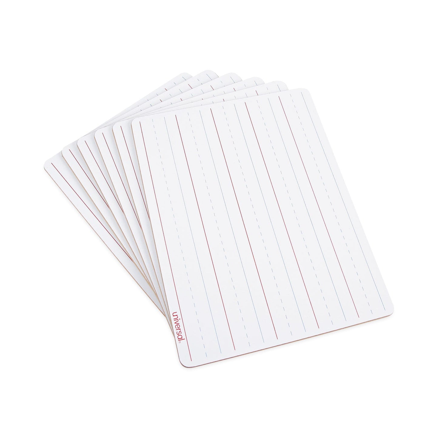 Universal Lap/Learning Dry-Erase Board, Lined, 11 3/4" x 8 3/4", White, 6/Pack