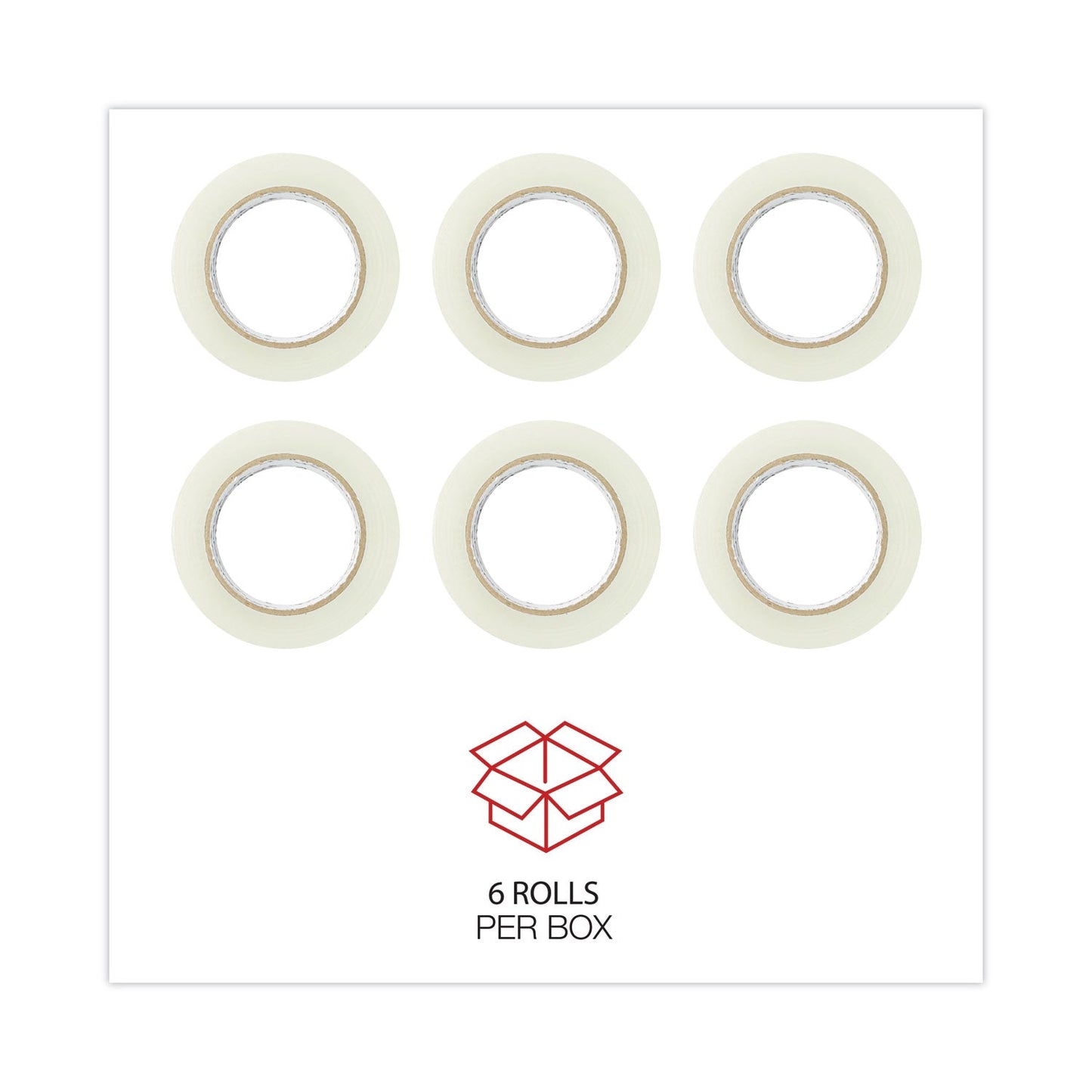 Universal Deluxe General-Purpose Acrylic Box Sealing Tape, 2 mil, 3" Core, 1.88" x 110 yds, Clear, 6/Pack