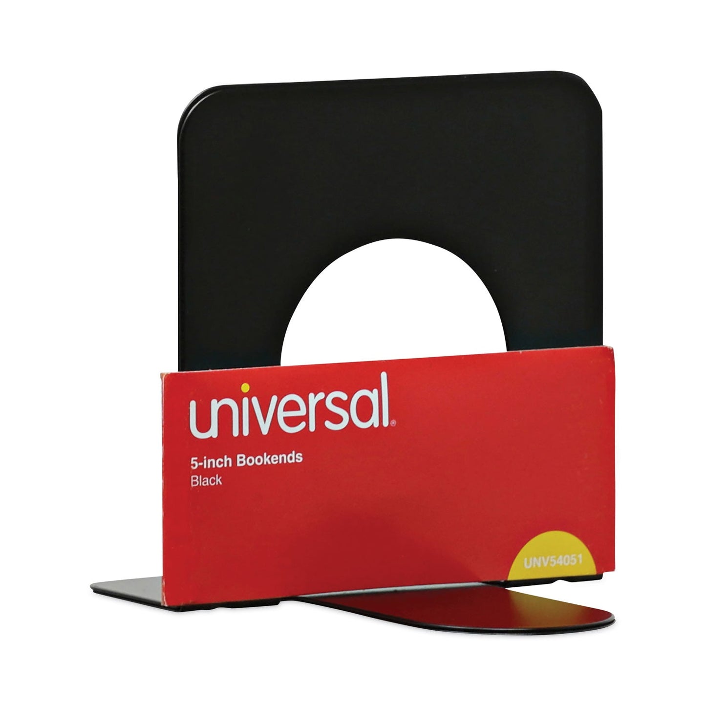 Universal Economy Bookends, Standard, 4.75 x 5.25 x 5, Heavy Gauge Steel, Black, 1 Pair