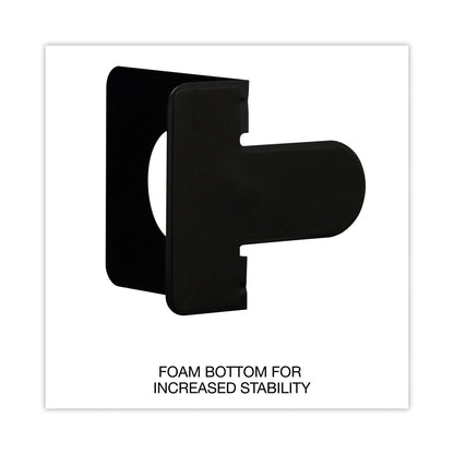 Universal Economy Bookends, Nonskid, 4.75 x 5.25 x 5, Heavy Gauge Steel, Black, 1 Pair
