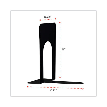 Universal Economy Bookends, Standard, 5.88 x 8.25 x 9, Heavy Gauge Steel, Black, 1 Pair