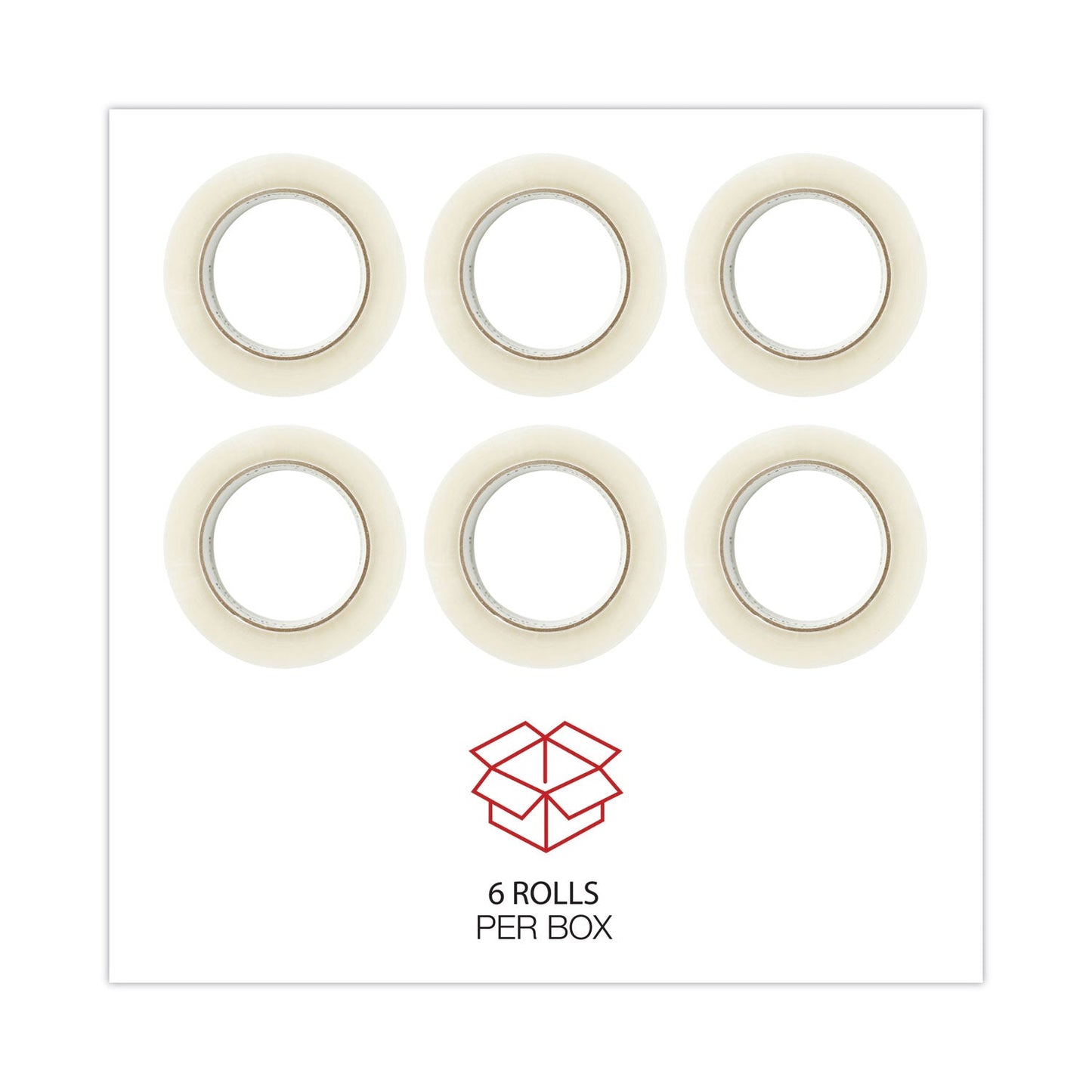 Universal General-Purpose Box Sealing Tape, 3" Core, 1.88" x 110 yds, Clear, 6/Pack