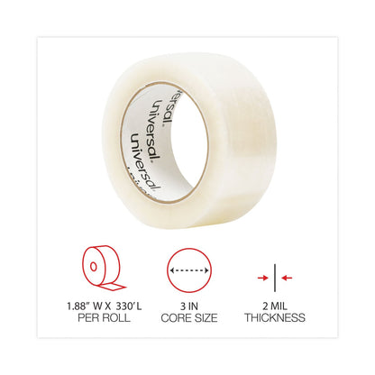 Universal General-Purpose Box Sealing Tape, 3" Core, 1.88" x 110 yds, Clear, 6/Pack