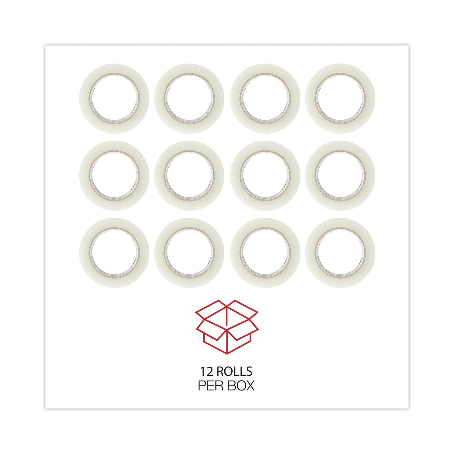 Universal Deluxe General-Purpose Acrylic Box Sealing Tape, 3" Core, 1.88" x 110 yds, Clear, 12/Pack