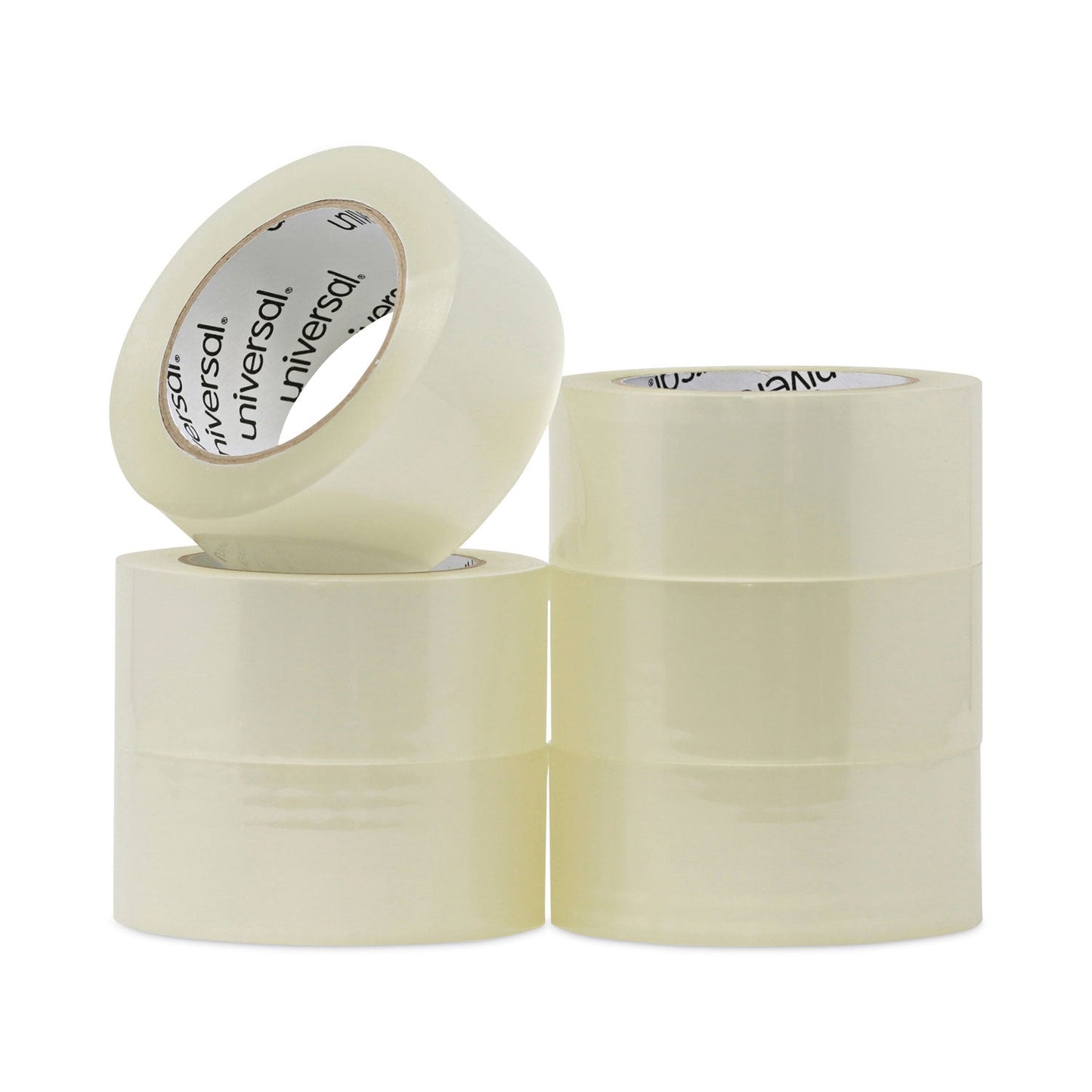 Universal Quiet Tape Box Sealing Tape, 3" Core, 1.88" x 110 yds, Clear, 6/Pack
