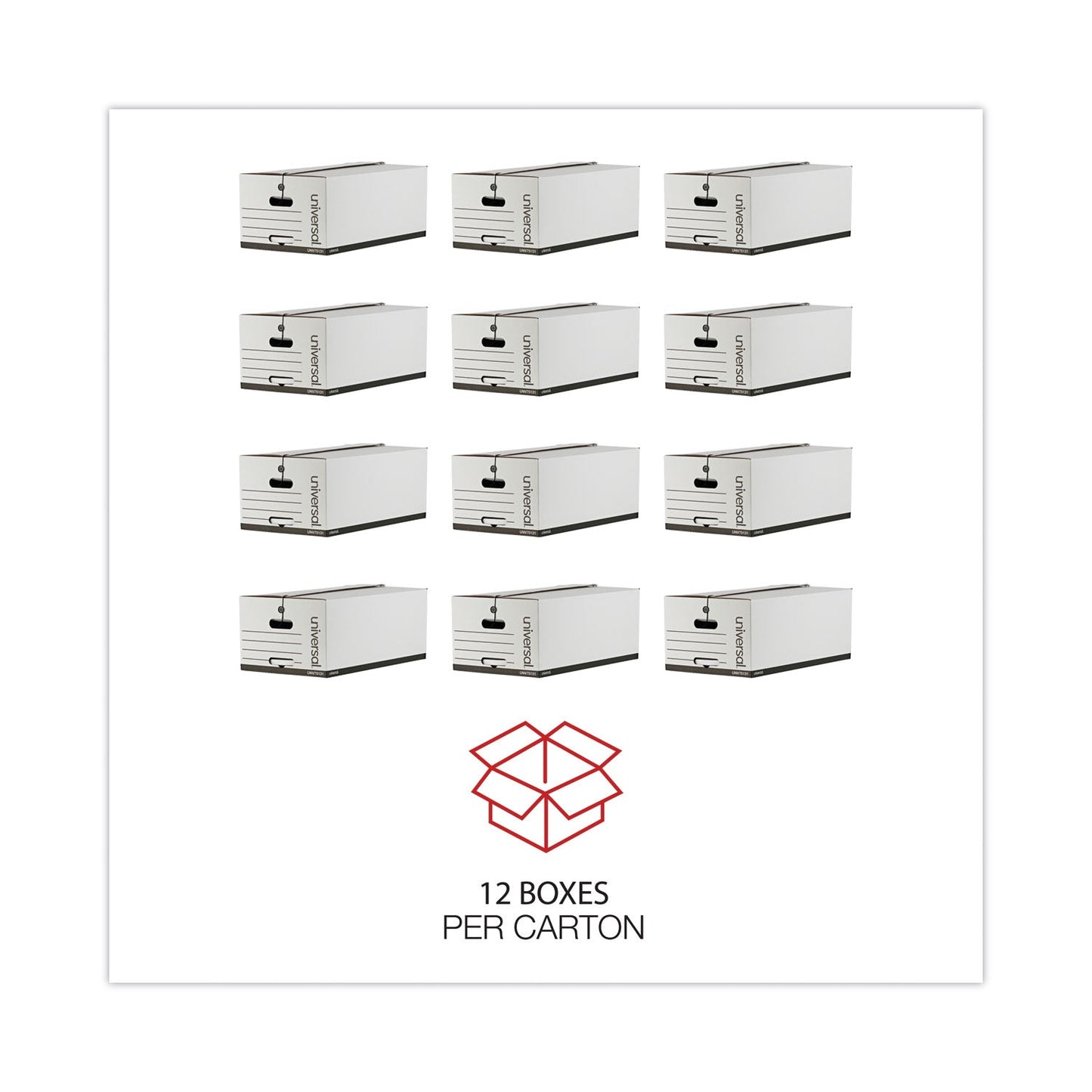 Universal Deluxe Quick Set-up String-and-Button Boxes, Legal Files, White, 12/Carton