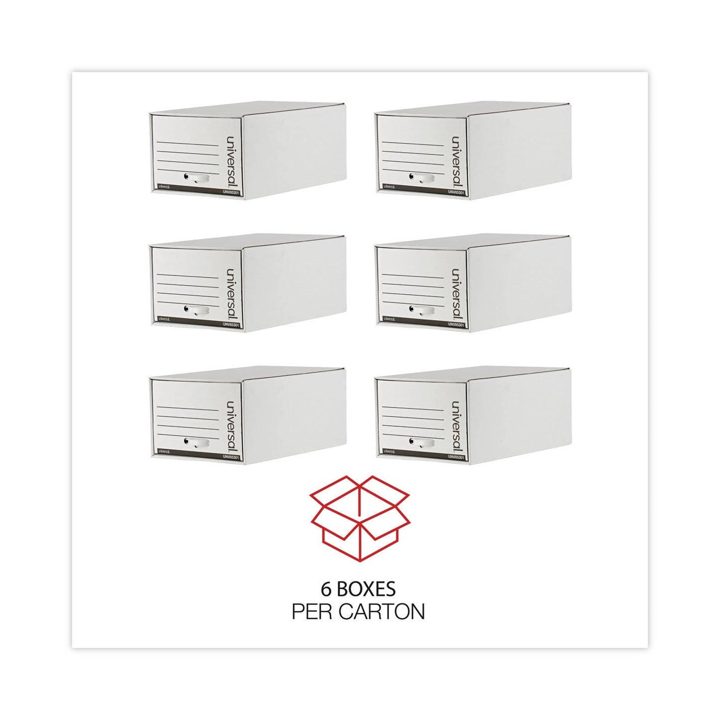 Universal Heavy-Duty Storage Drawers, Legal Files, 17.25" x 25.5" x 11.5", White, 6/Carton