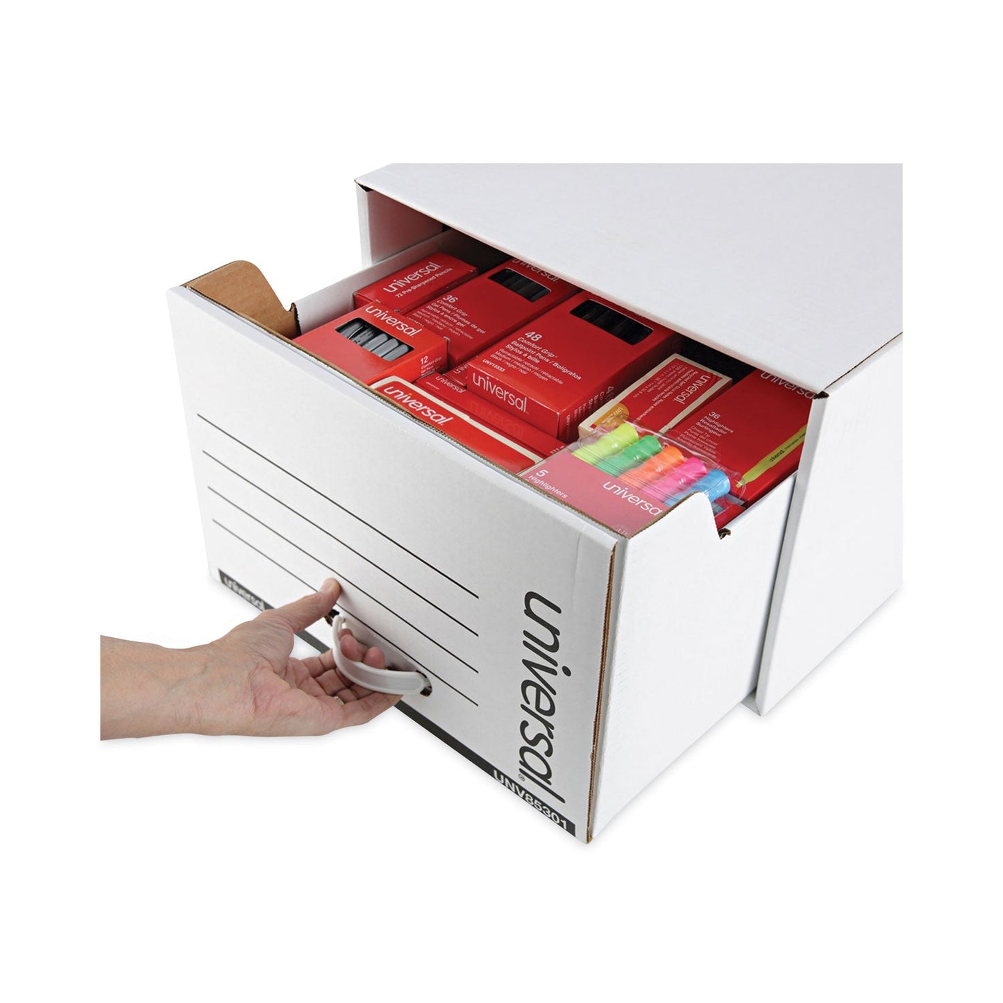 Universal Heavy-Duty Storage Drawers, Legal Files, 17.25" x 25.5" x 11.5", White, 6/Carton