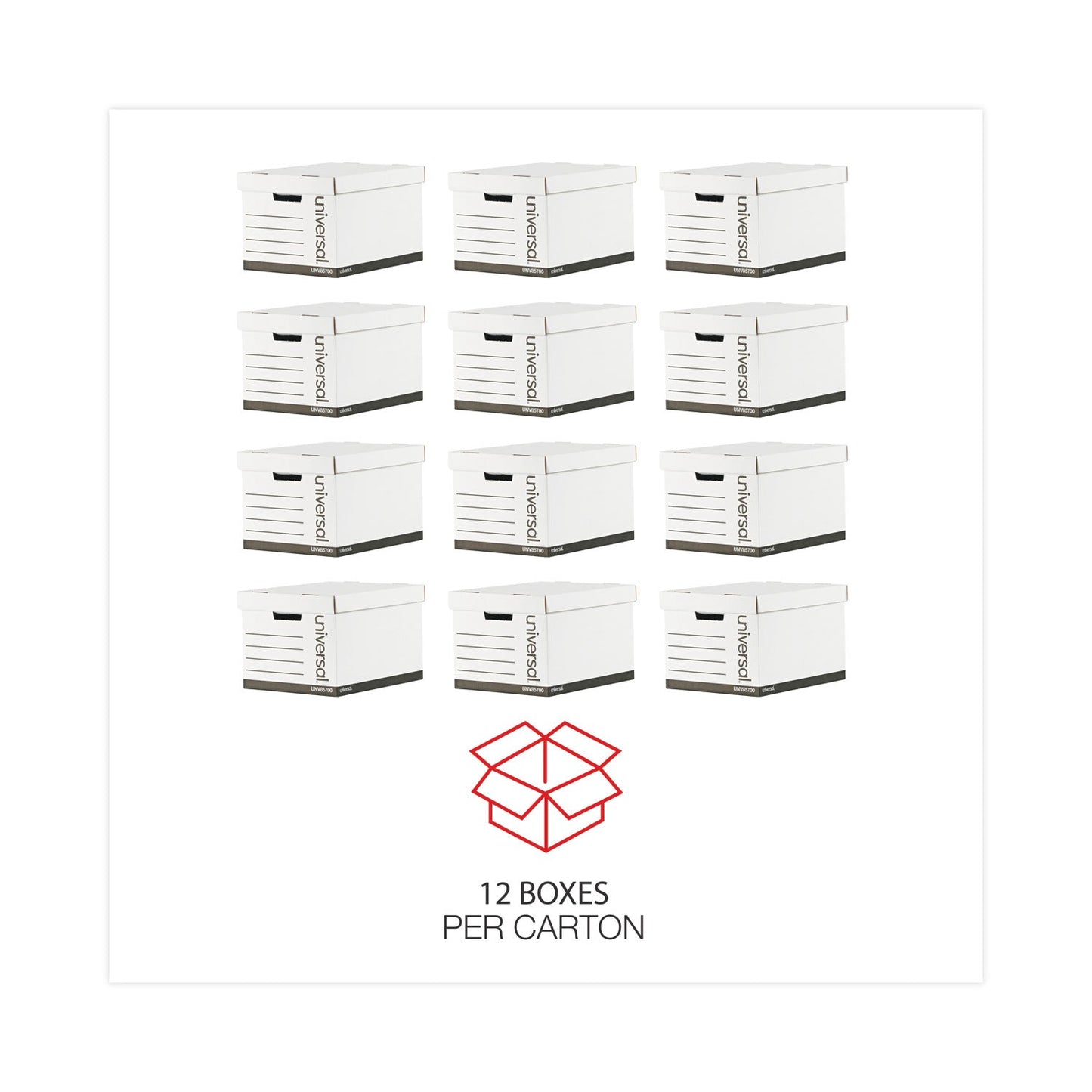 Universal Medium-Duty Lift-Off Lid Boxes, Letter/Legal Files, 12" x 15" x 10", White, 12/Carton