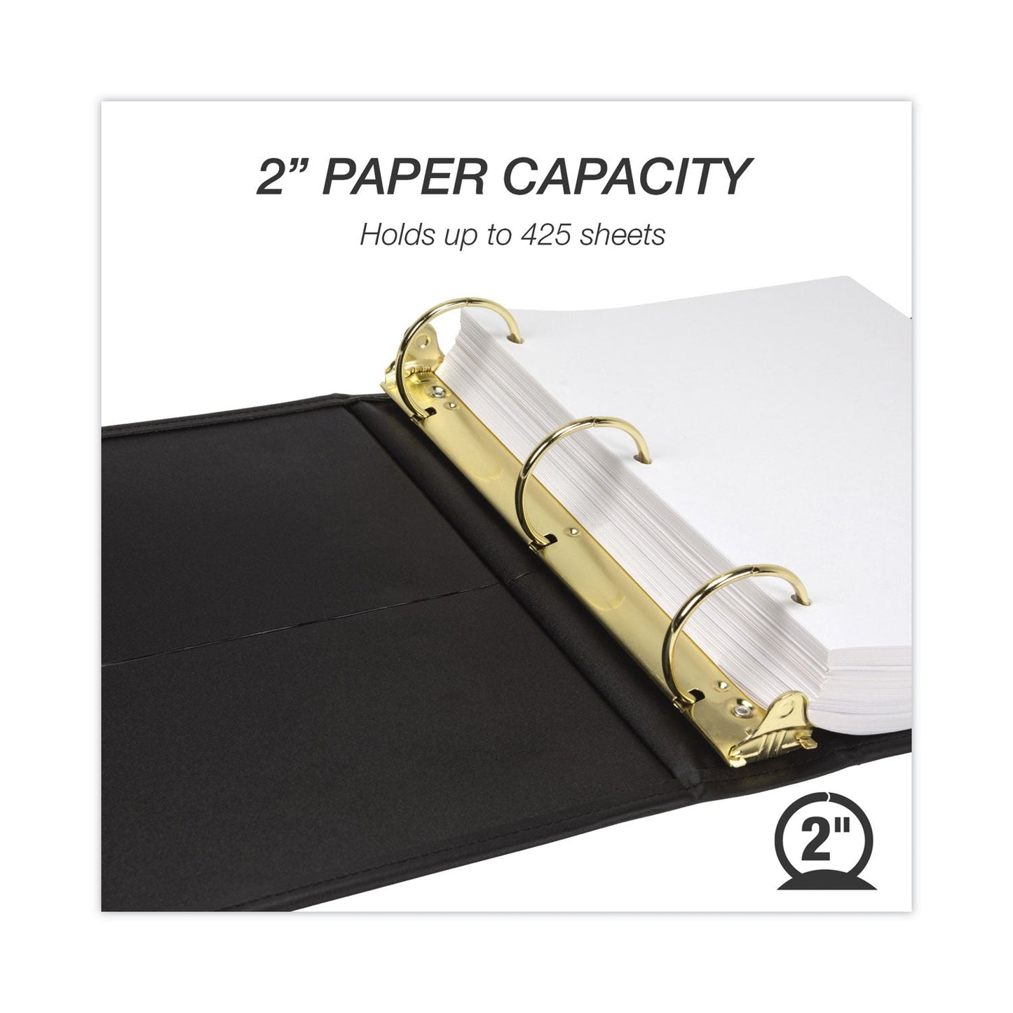 Samsill Classic Collection Ring Binder, 3 Rings, 2" Capacity, 11 x 8.5, Black