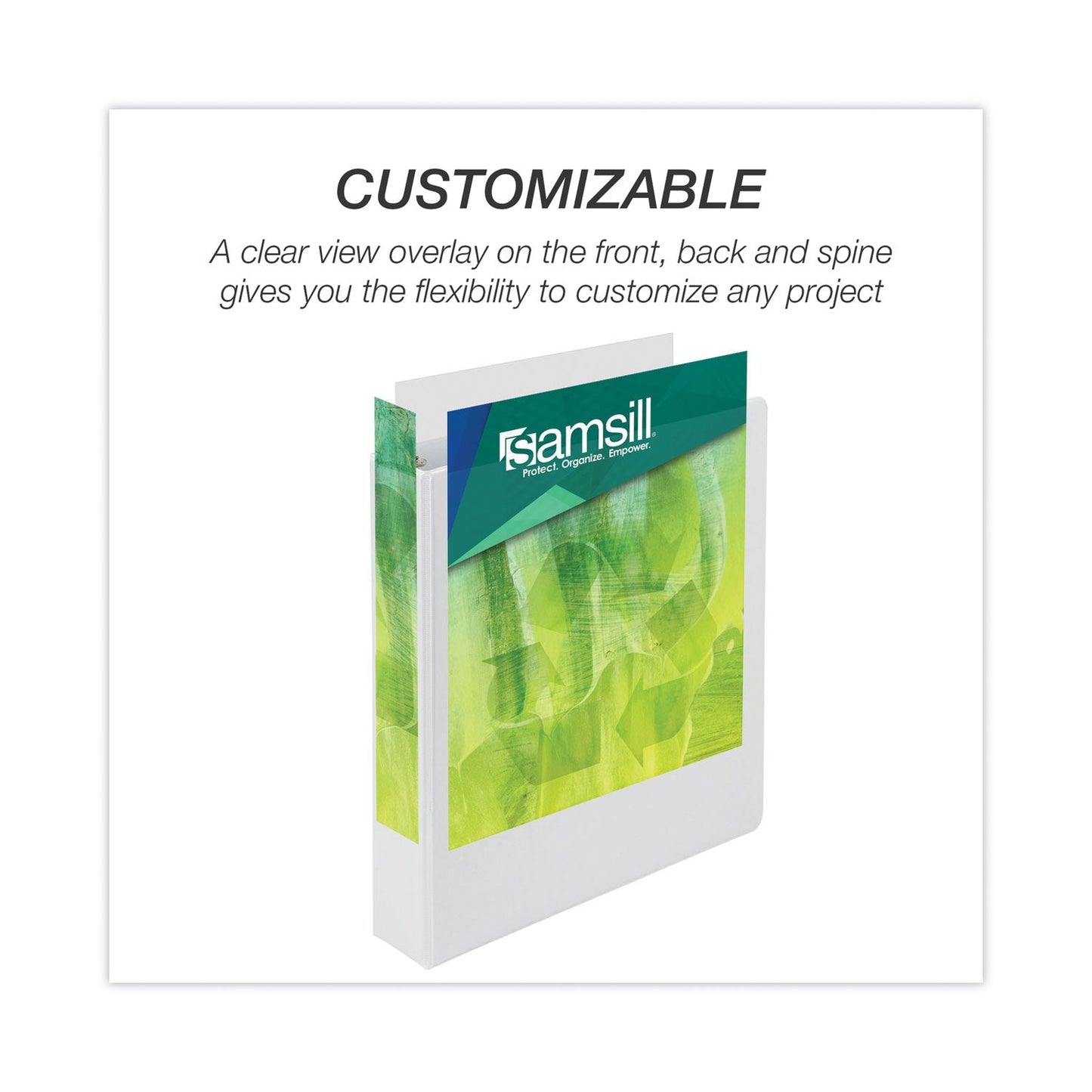 Samsill Earth's Choice Biobased Round Ring View Binder, 3 Rings, 1.5" Capacity, 11 x 8.5, White