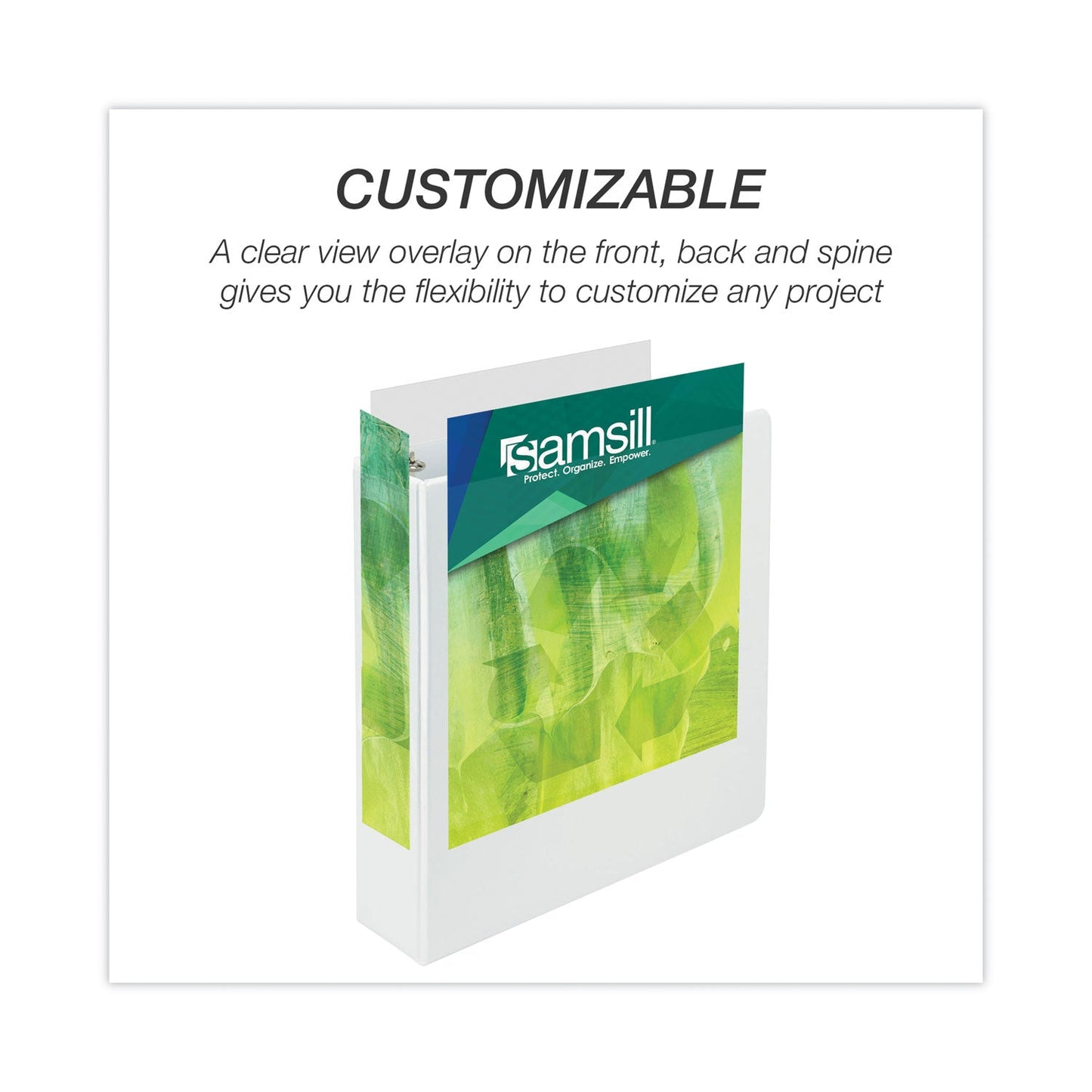 Samsill Earth's Choice Biobased Round Ring View Binder, 3 Rings, 2" Capacity, 11 x 8.5, White