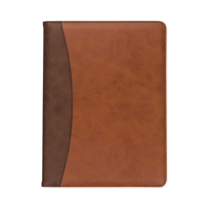 Samsill Two-Tone Padfolio with Spine Accent, 10 3/5w x 14 1/4h, Polyurethane, Tan/Brown