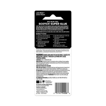 Scotch Super Glue No-Run Gel with Precision Applicator, 0.14 oz, Dries Clear