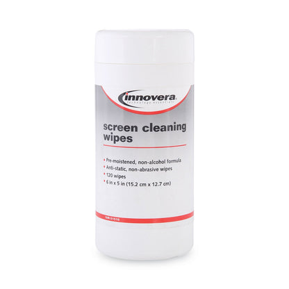 Innovera Antistatic Screen Cleaning Wipes in Pop-Up Tub, 120/Pack