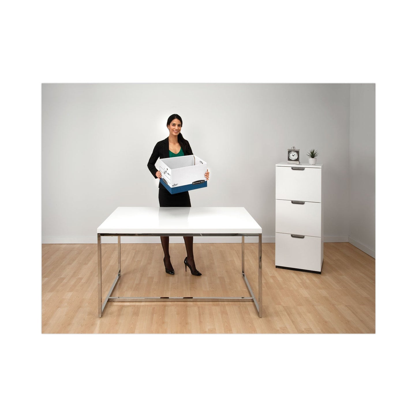Bankers Box DATA-PAK Storage Boxes, Letter Files, 13.75" x 17.75" x 13", White/Blue, 12/Carton