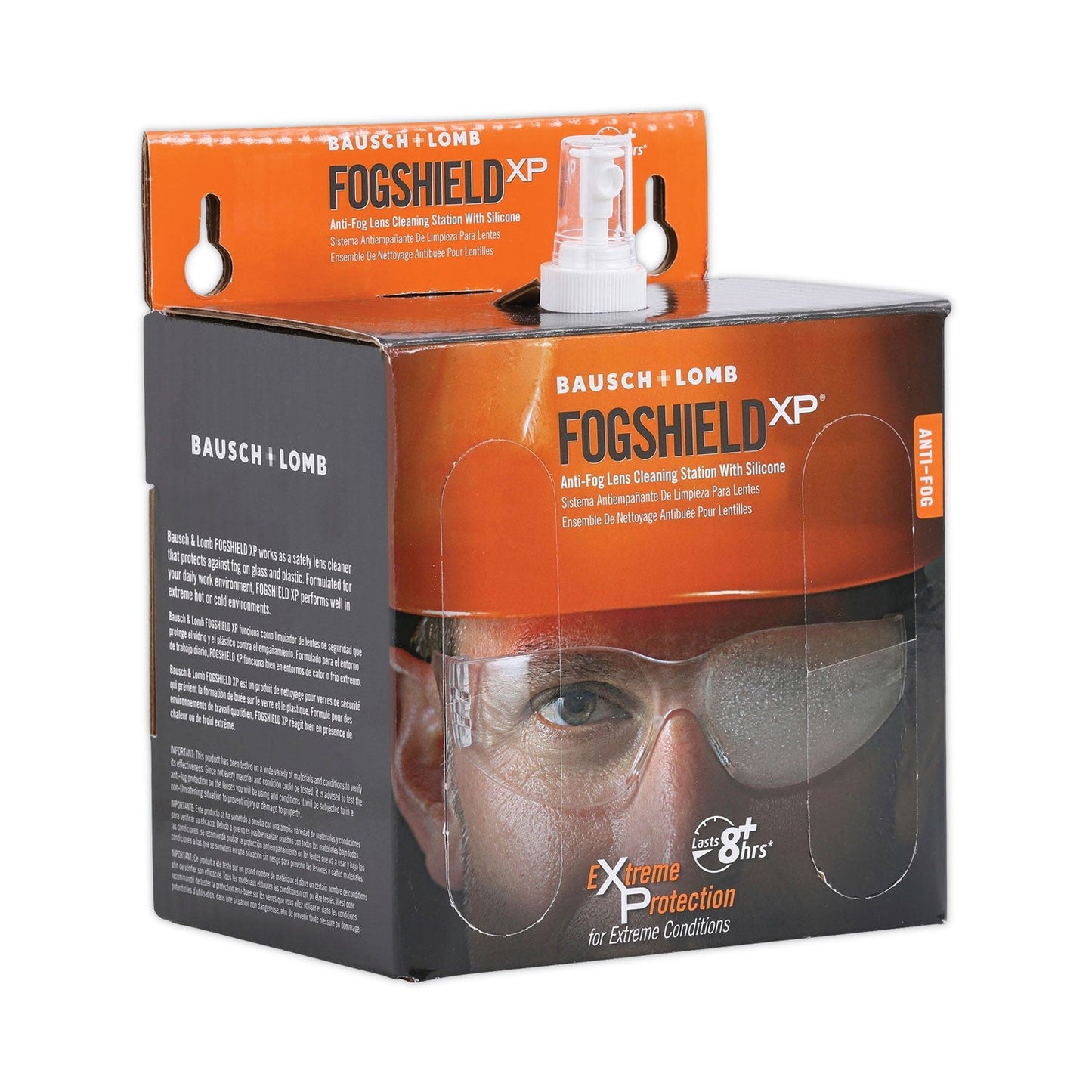 Bausch & Lomb Sight Savers FogShield Disposable Lens Cleaning Station, 12 oz Bottle, 1,425 Tissues/Box