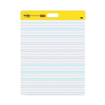 Post-it Self-Stick Wall Pad, Manuscript Format (Primary 3" Rule), 20 x 23, White, 20 Sheets, 2/Pack