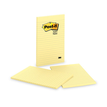 Post-it Original Pads in Canary Yellow, Note Ruled, 5" x 8", 50 Sheets/Pad, 2 Pads/Pack