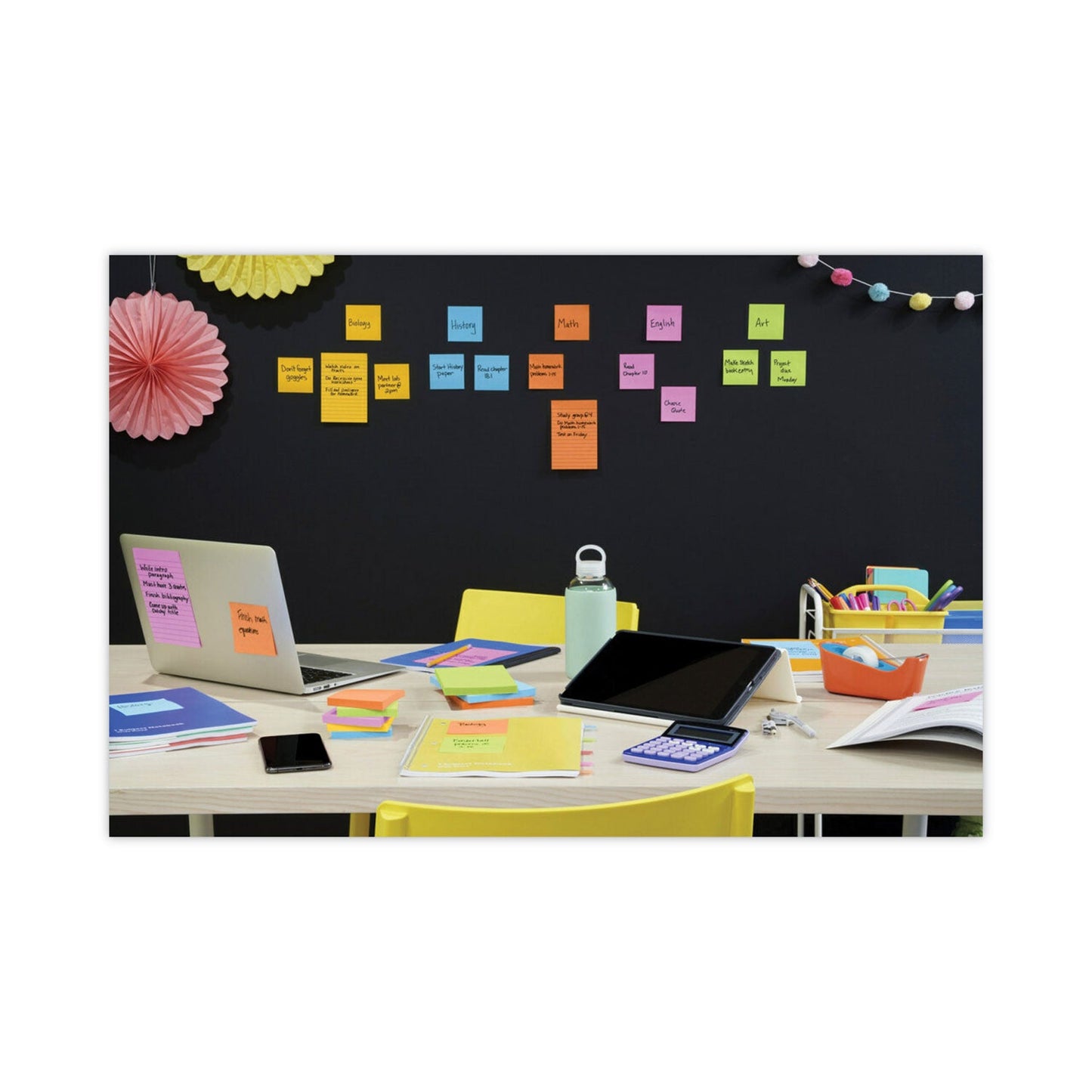 Post-it Pads in Energy Boost Collection Colors, (6) Unruled 3" x 3" Pads, (3) Note Ruled 4" x 6" Pads, 90 Sheets/Pad, 9 Pads/Set