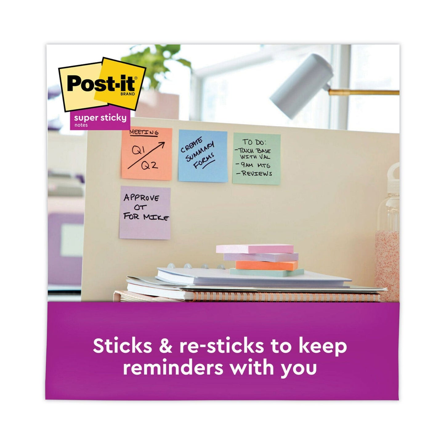 Post-it Recycled Notes in Wanderlust Pastels Collection Colors, 3" x 3", 90 Sheets/Pad, 12 Pads/Pack