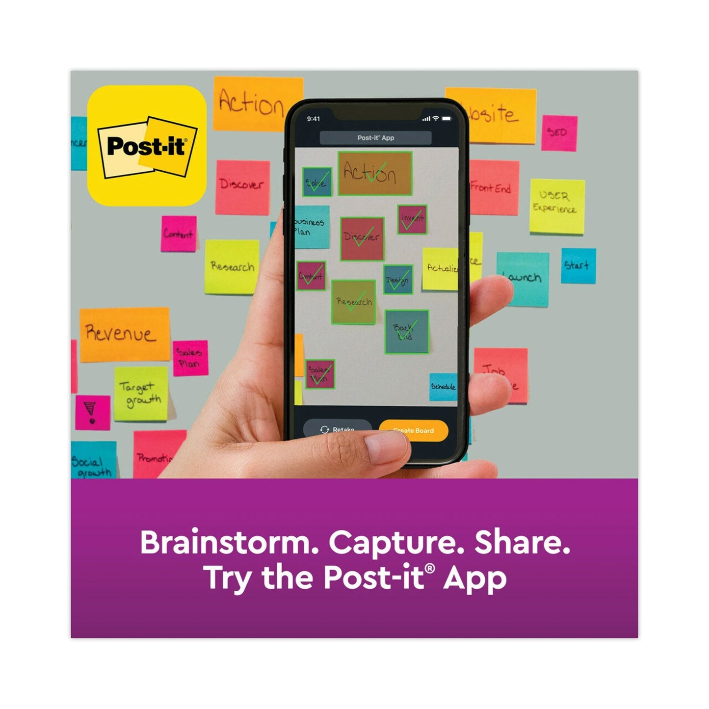 Post-it Self-Stick Notes Office Pack, 3" x 3", Supernova Neons Collection Colors, 90 Sheets/Pad, 24 Pads/Pack