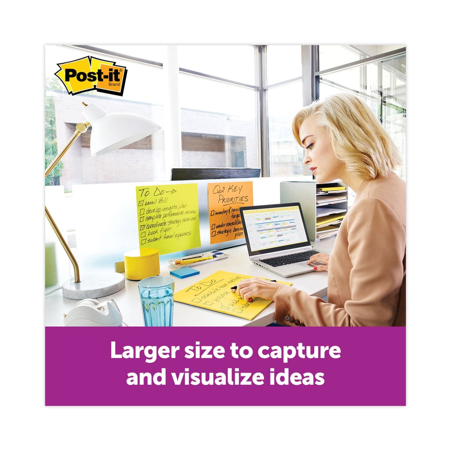 Post-it Big Notes, Unruled, 11 x 11, Orange, 30 Sheets