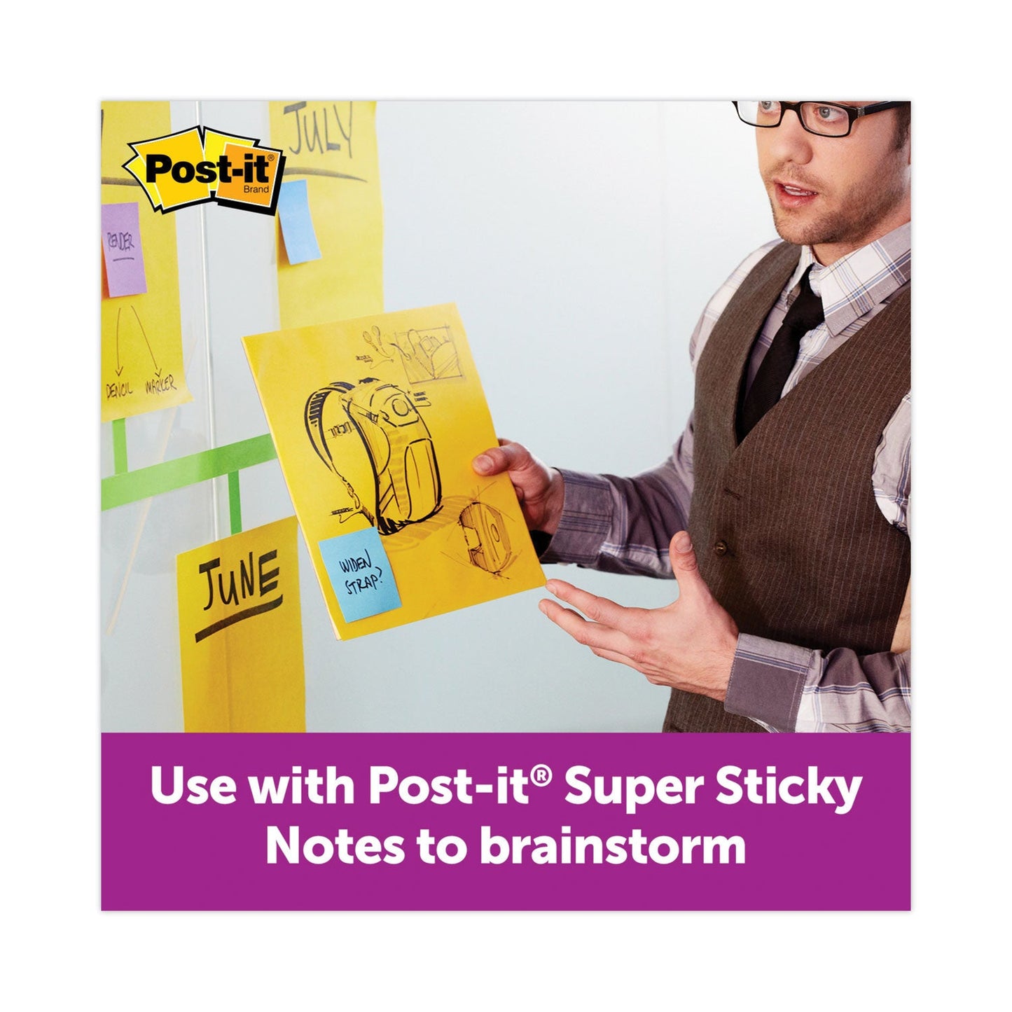 Post-it Big Notes, Unruled, 11 x 11, Orange, 30 Sheets