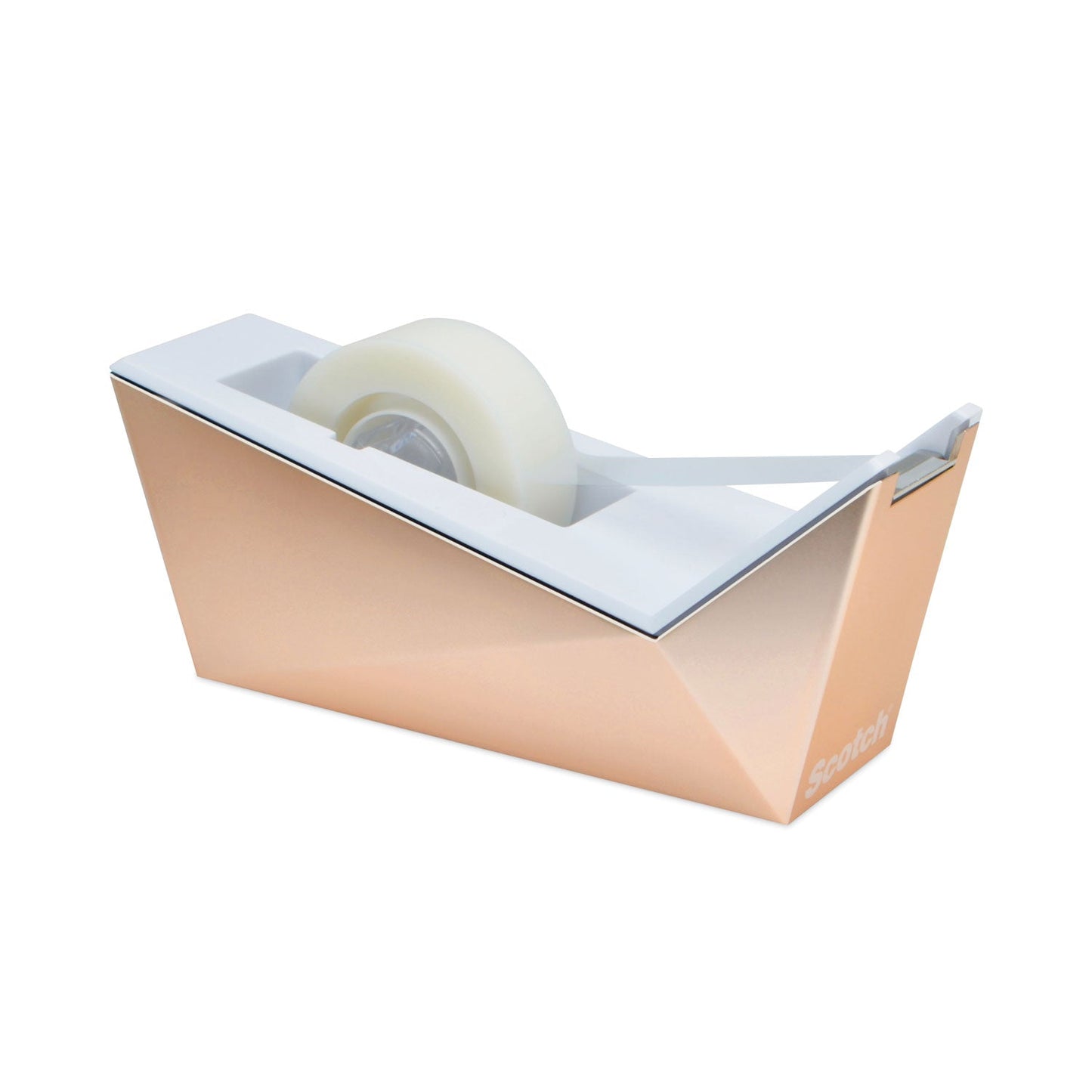 Scotch Facet Design One-Handed Dispenser with One Roll of Tape, 1" Core, Plastic, Copper