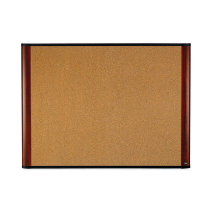 3M Cork Bulletin Board, 36 x 24, Aluminum Frame w/Mahogany Wood Grained Finish