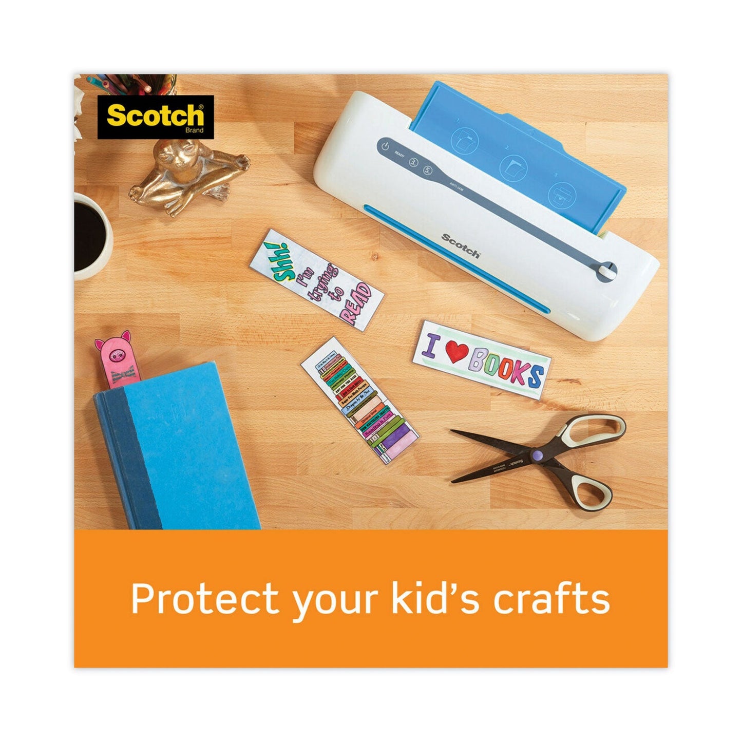Scotch Self-Sealing Laminating Pouches, 9.5 mil, 3.88" x 2.44", Gloss Clear, 25/Pack