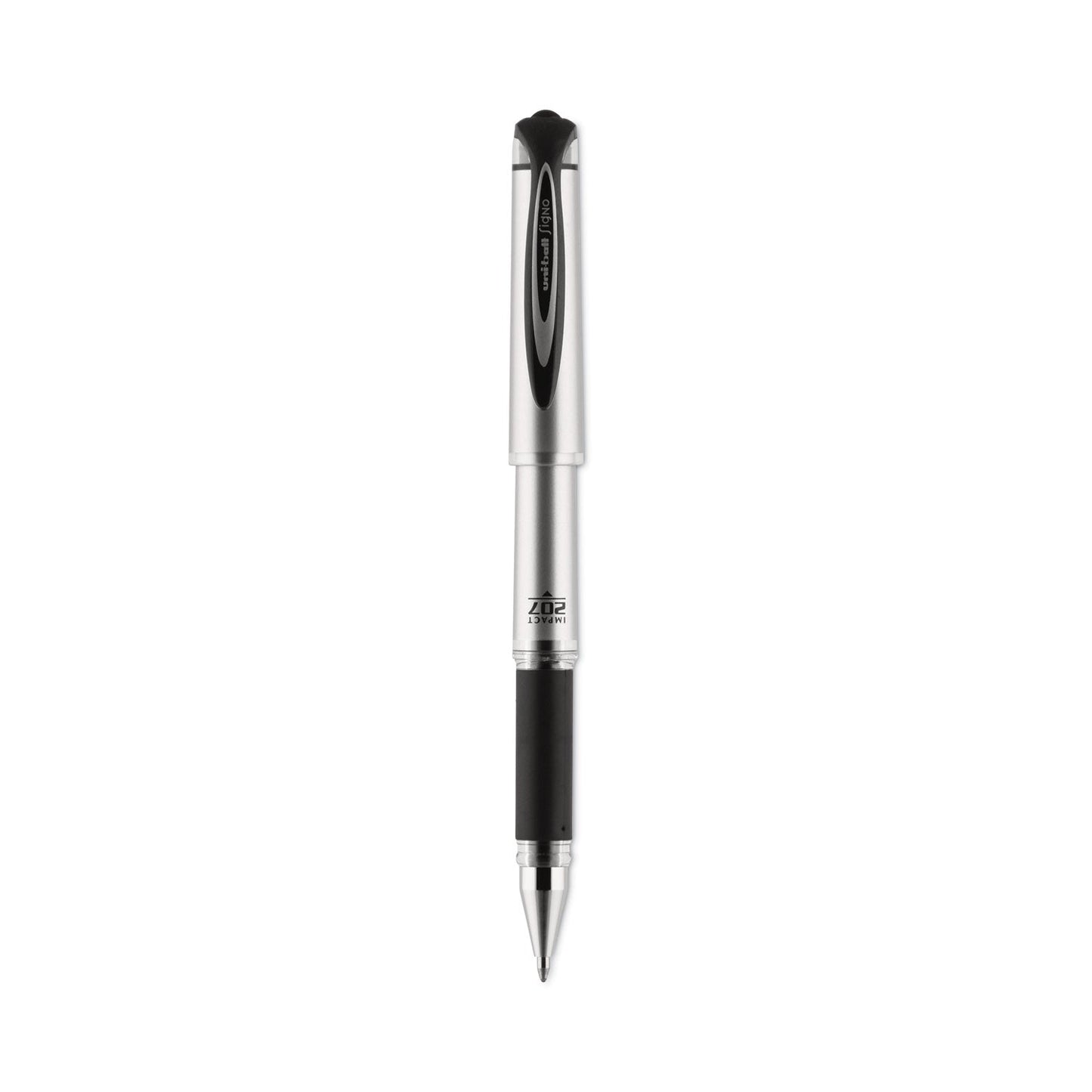 uniball 207 Impact Gel Pen, Stick, Bold 1 mm, Blue Ink, Black Barrel