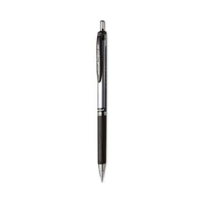 uniball Signo Gel Pen, Retractable, Medium 0.7 mm, Black Ink, Black/Metallic Accents Barrel, Dozen