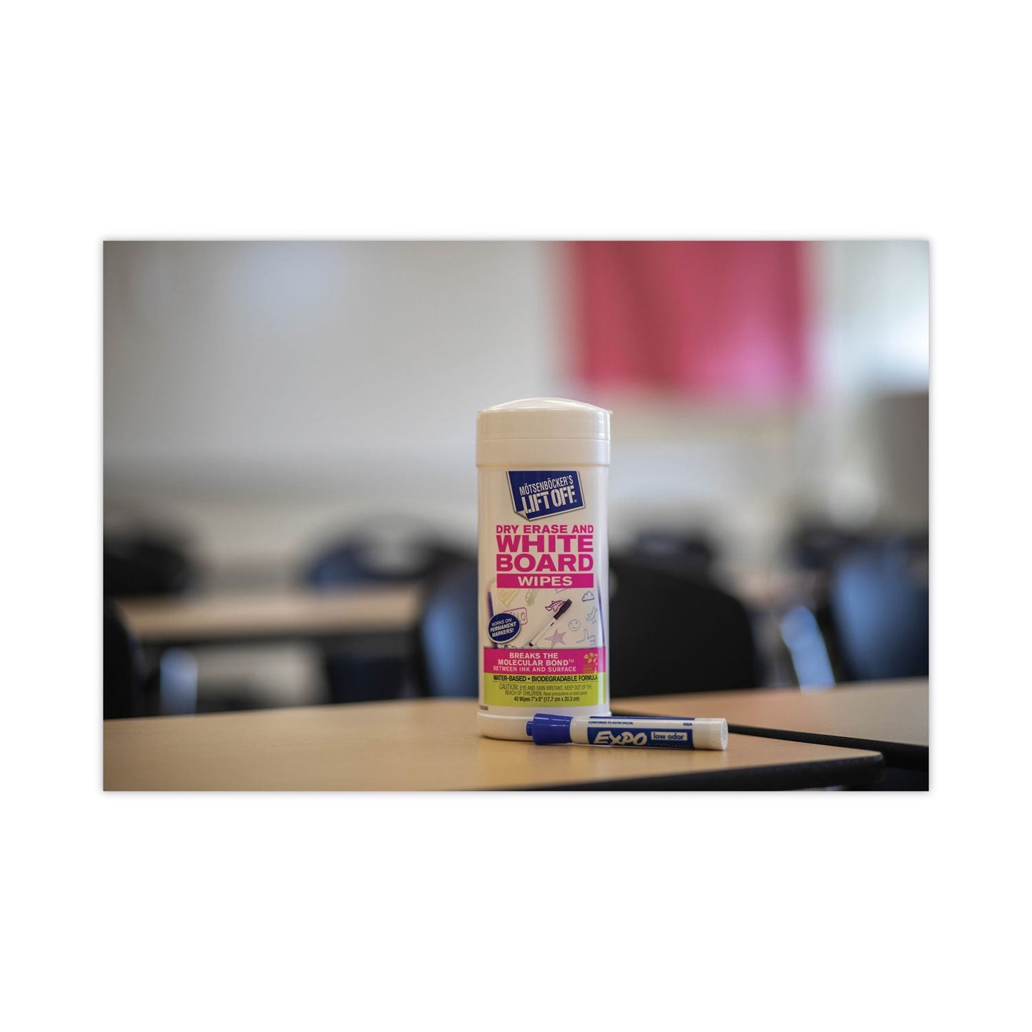 Motsenbocker's Lift-Off Dry Erase Cleaner Wipes, 7 x 12, 40/Canister