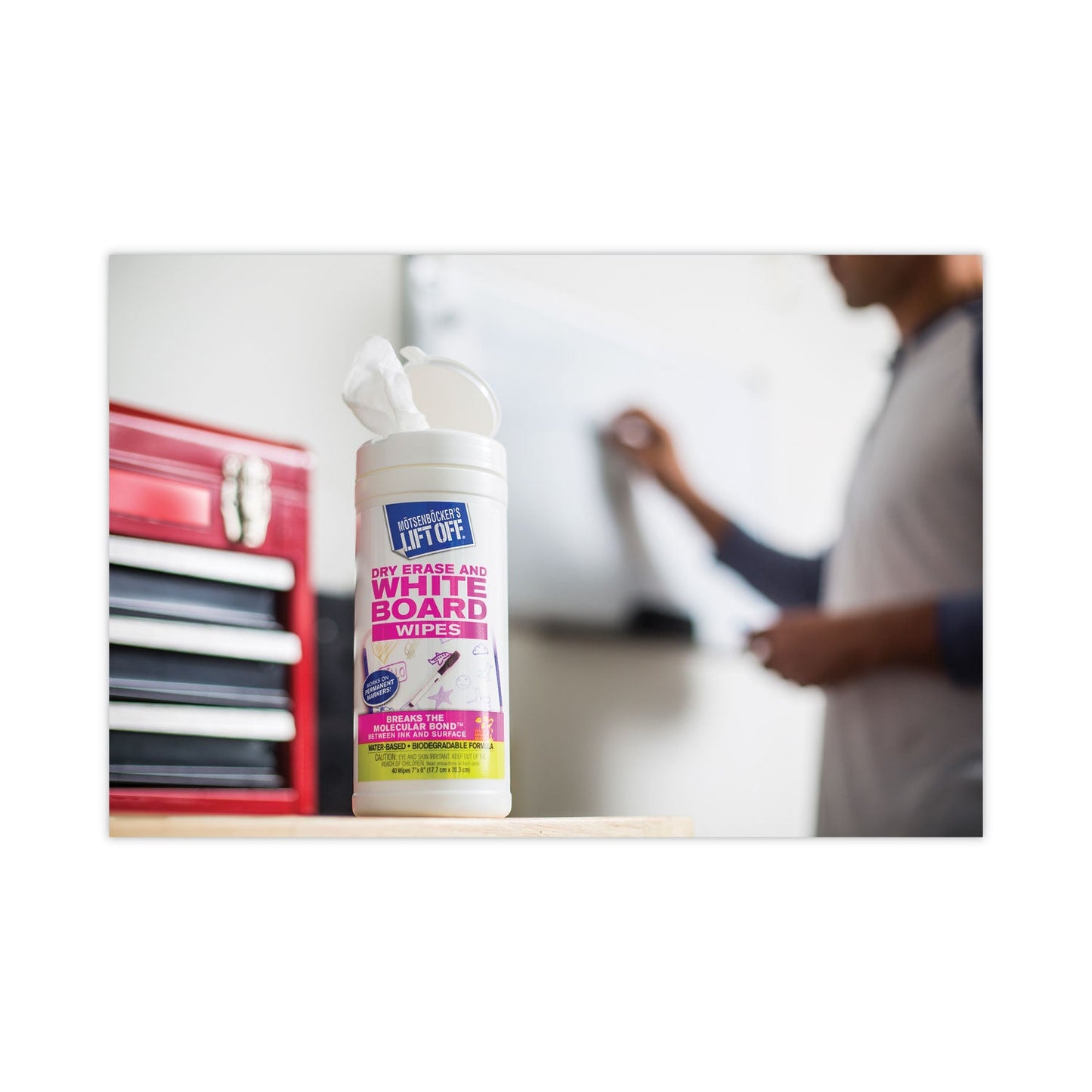 Motsenbocker's Lift-Off Dry Erase Cleaner Wipes, Cloth, 7 x 12, 40/Canister, 6 Canisters/Carton
