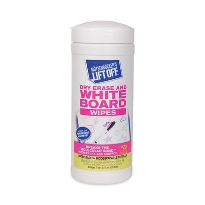 Motsenbocker's Lift-Off Dry Erase Cleaner Wipes, 7 x 12, 40/Canister