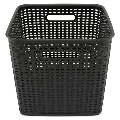 Advantus Plastic Weave Bin, Extra Large, 12.5" x 12.5" x 11.13", Black, 2/Pack