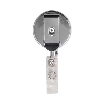 Advantus Premier Heavy-Duty Retractable ID Card Reel, 24" Extension, Black/Silver, 12/Box