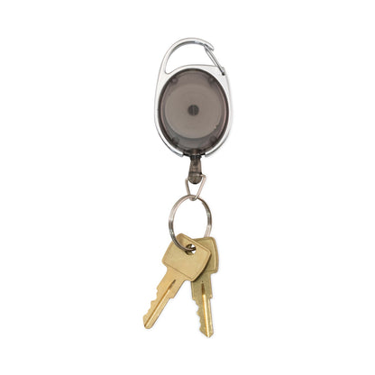 Advantus Carabiner-Style Retractable ID Card Reel, 30" Extension, Smoke, 6/Pack