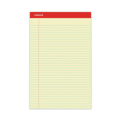 Universal Perforated Ruled Writing Pads, Wide/Legal Rule, Red Headband, 50 Canary-Yellow 8.5 x 14 Sheets, Dozen