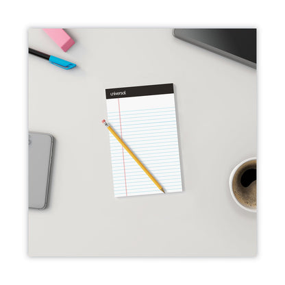 Universal Premium Ruled Writing Pads with Heavy-Duty Back, Narrow Rule, Black Headband, 50 White 5 x 8 Sheets, 12/Pack