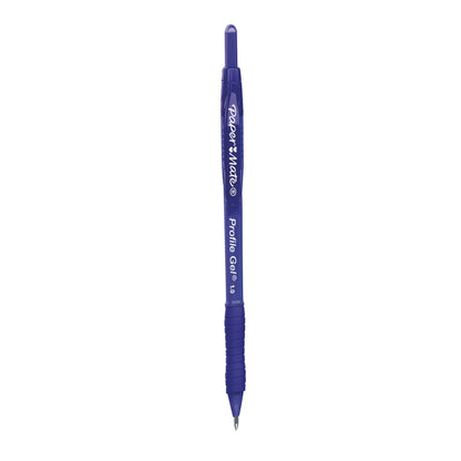 Paper Mate Profile Gel Pen, Retractable, Bold 1 mm, Blue Ink, Translucent Blue Barrel, Dozen
